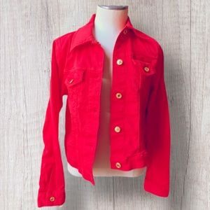 MK Michael Kors Denim Jean Jacket Red L